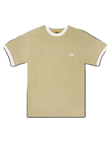 Corteiz Allstarz geripptes T-Shirt in hellem Khaki